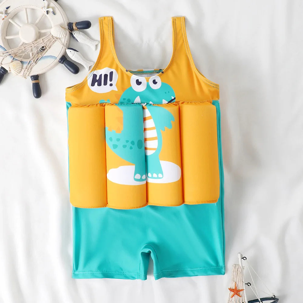 Buoyancy Swimsuit Kids One Piece Boys Girls Swimwear Suit Baby 1 2 3 4 5 Yrs Blue Space Dinosaur Children Swimming Training Vest