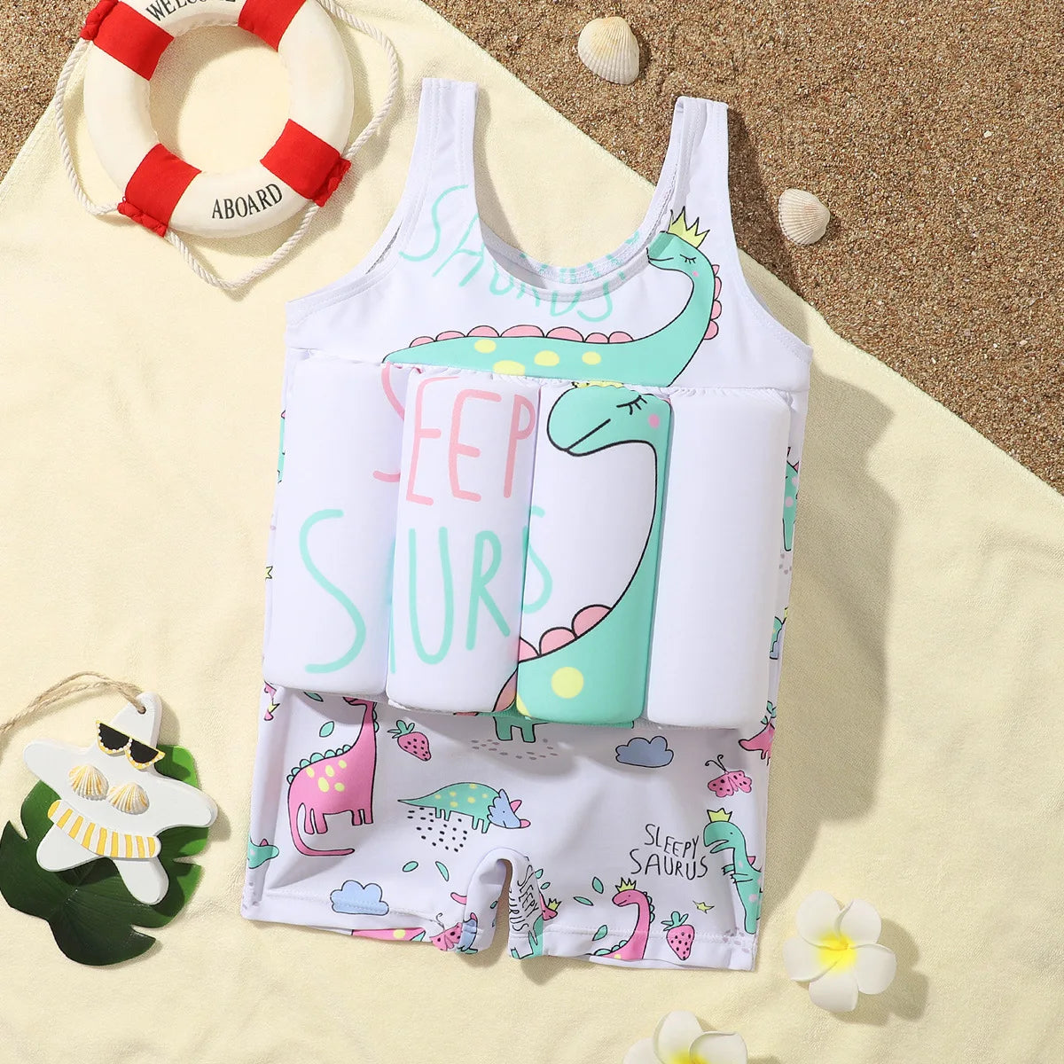 Buoyancy Swimsuit Kids One Piece Boys Girls Swimwear Suit Baby 1 2 3 4 5 Yrs Blue Space Dinosaur Children Swimming Training Vest