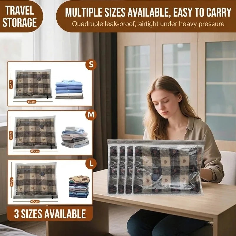 Travel Vacuum Storage Bag Set with Rechargeable Air Pump for Carry-On Suitcases Powerful Air Handheld Pump Waterproof Reusable