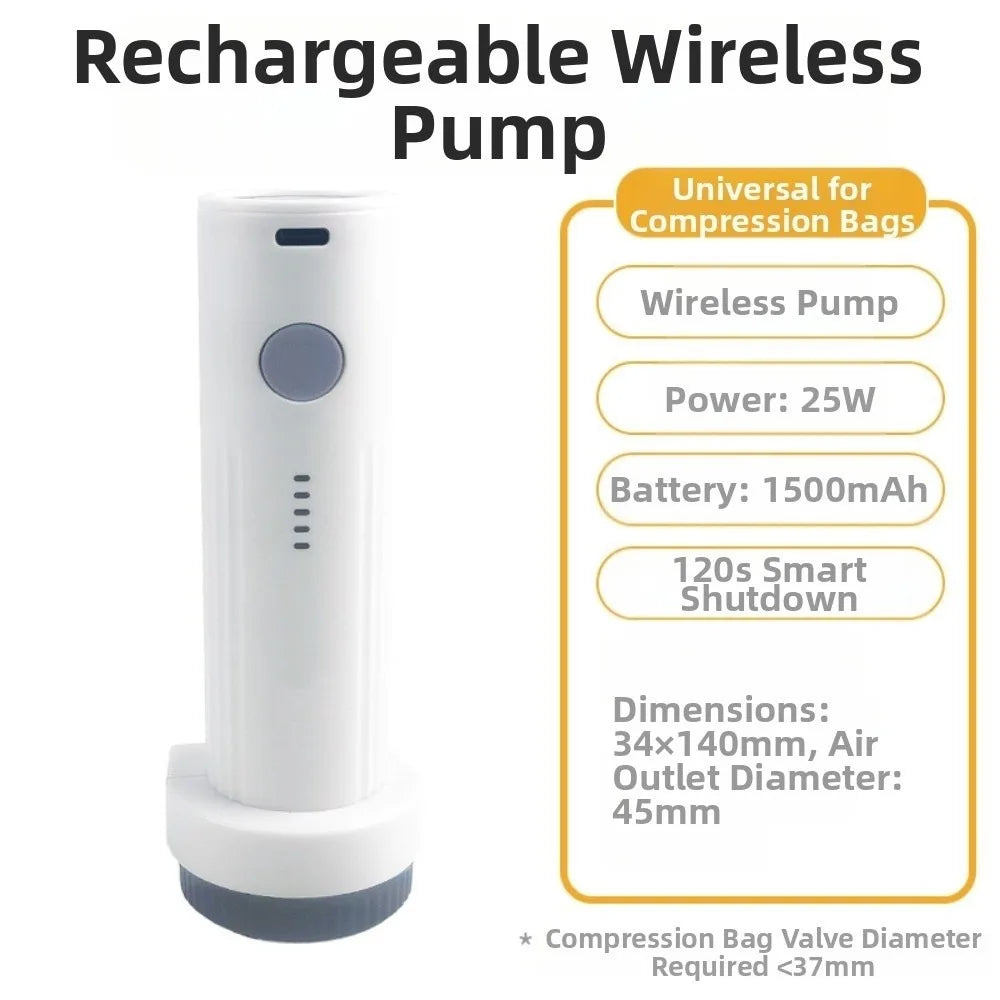 Rechargeable Electric Vacuum Pump Low Noise Portable Compressed Bag Air Pump Lightweight Mini Vacuum Bag Suction Pump Travel
