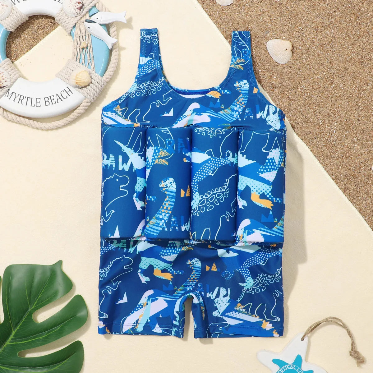 Buoyancy Swimsuit Kids One Piece Boys Girls Swimwear Suit Baby 1 2 3 4 5 Yrs Blue Space Dinosaur Children Swimming Training Vest