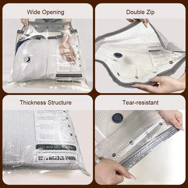 Travel Vacuum Storage Bag Set with Rechargeable Air Pump for Carry-On Suitcases Powerful Air Handheld Pump Waterproof Reusable