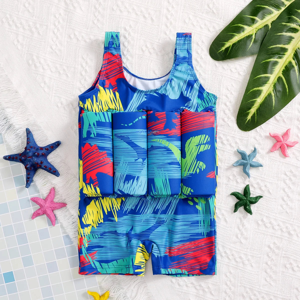 Buoyancy Swimsuit Kids One Piece Boys Girls Swimwear Suit Baby 1 2 3 4 5 Yrs Blue Space Dinosaur Children Swimming Training Vest